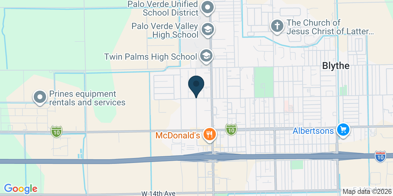 Map showing Blythe, Riverside County, CA