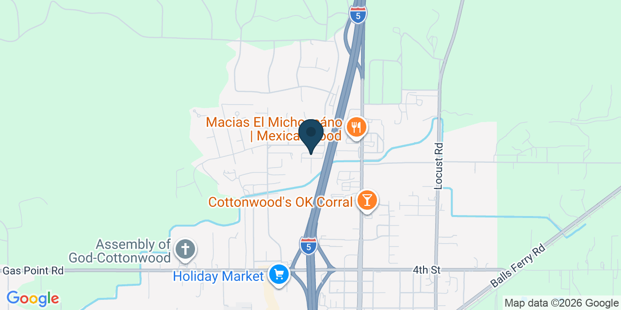 Map showing Cottonwood, Shasta County, CA