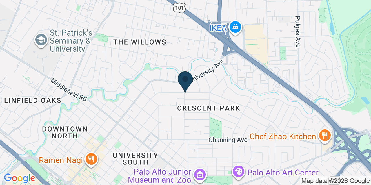 Map showing Palo Alto, Santa Clara County, CA