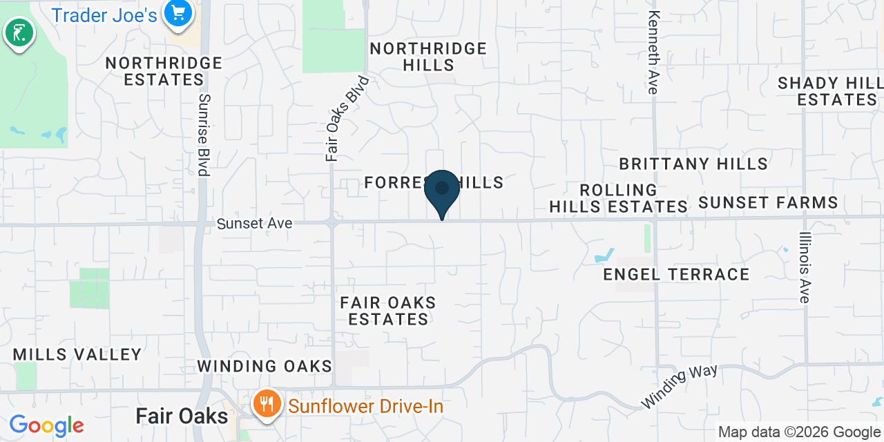 Map showing Fair Oaks, Sacramento County, CA