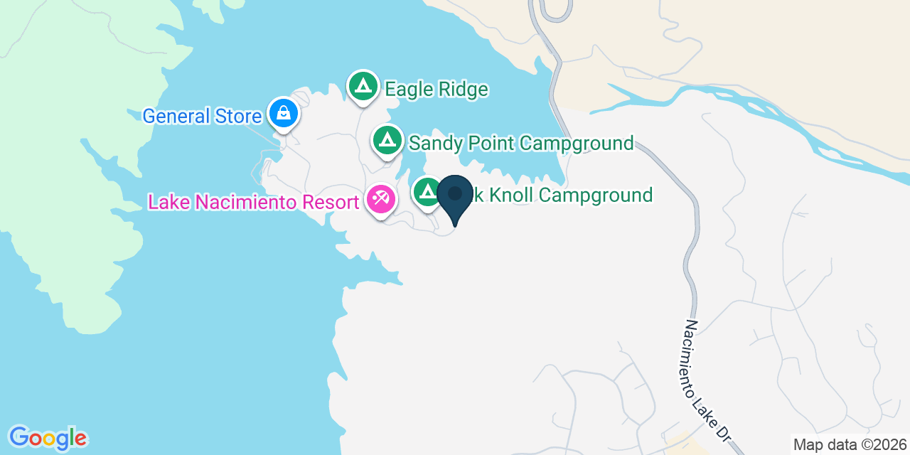 Map showing Lake Nacimiento, San Luis Obispo County, CA