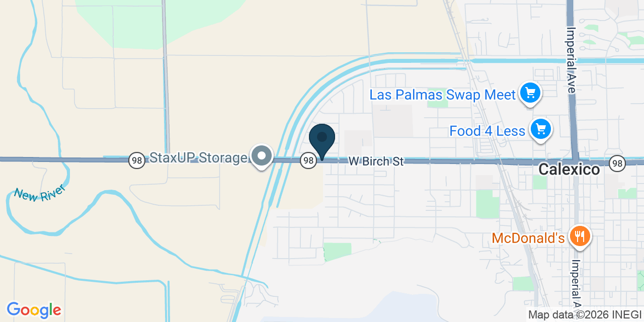 Map showing Calexico, Imperial County, CA