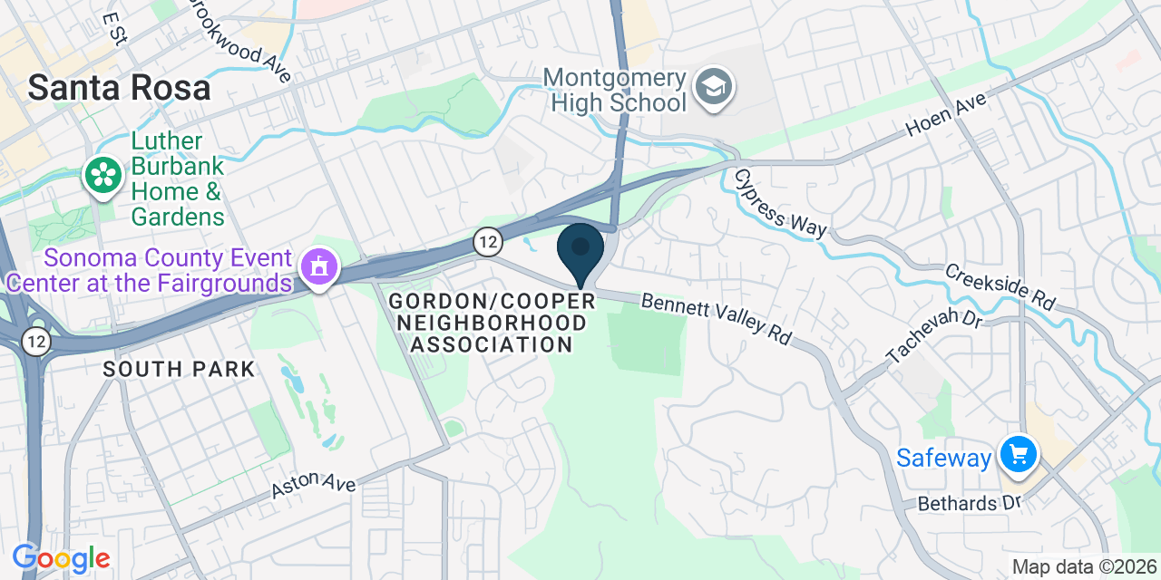 Map showing Santa Rosa, Sonoma County, CA