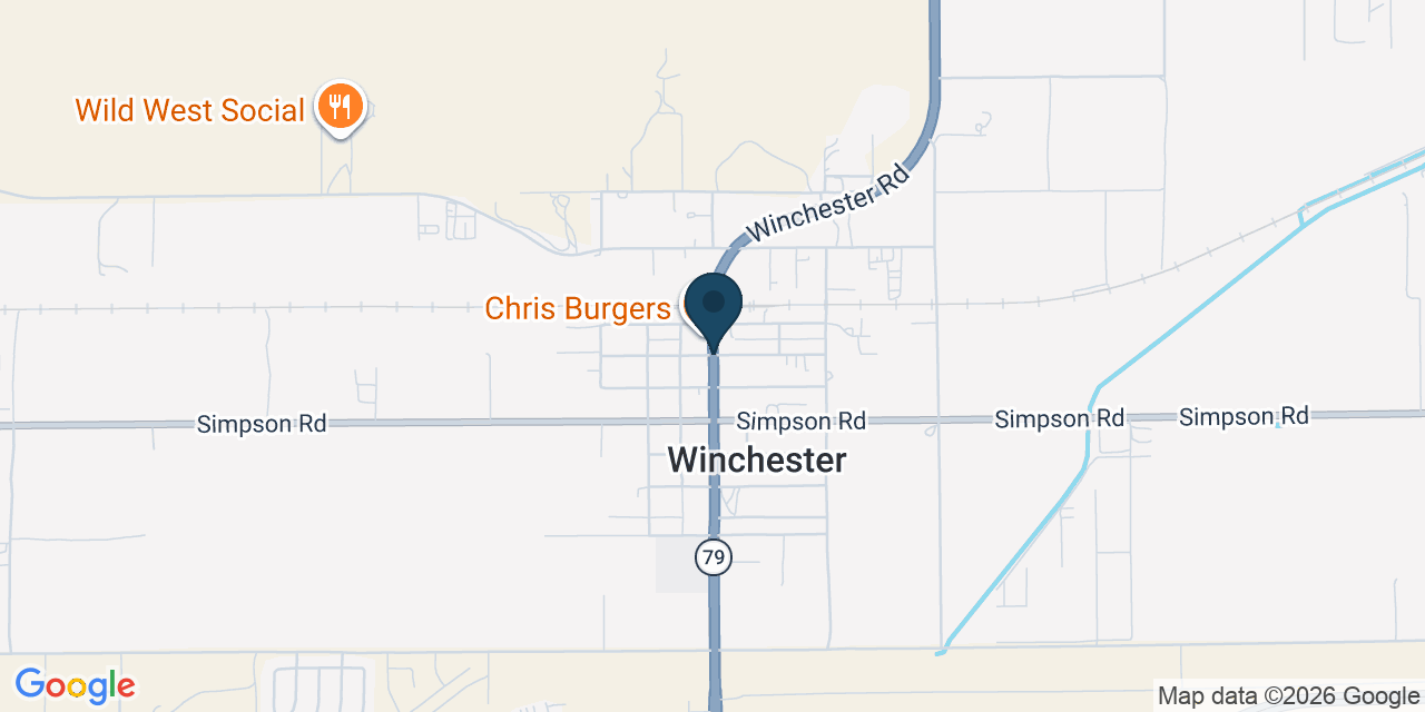 Map showing Winchester, Riverside County, CA