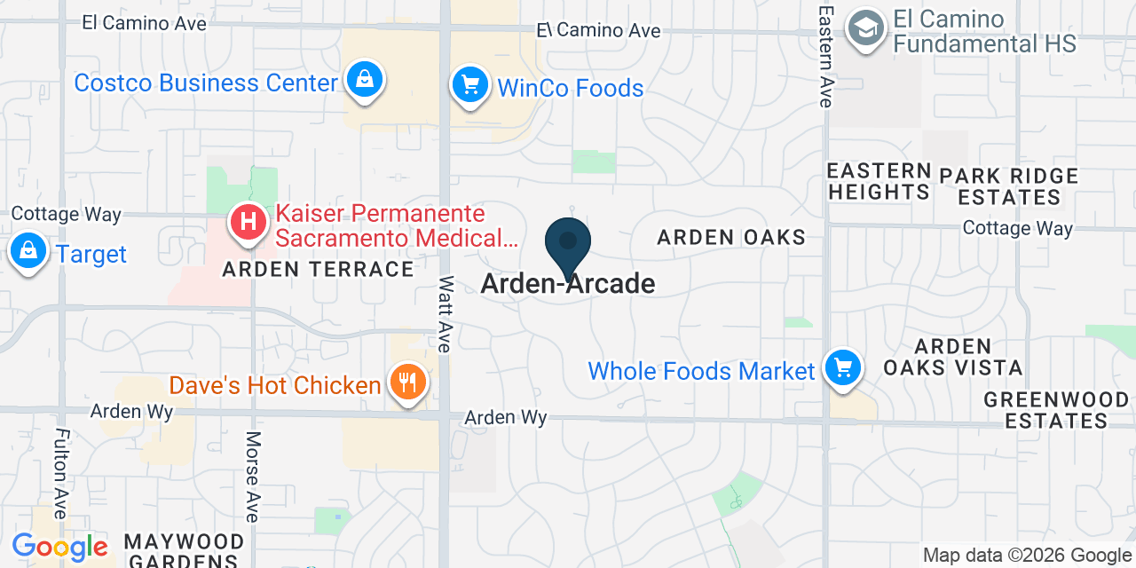 Map showing Arden-Arcade, Sacramento County, CA