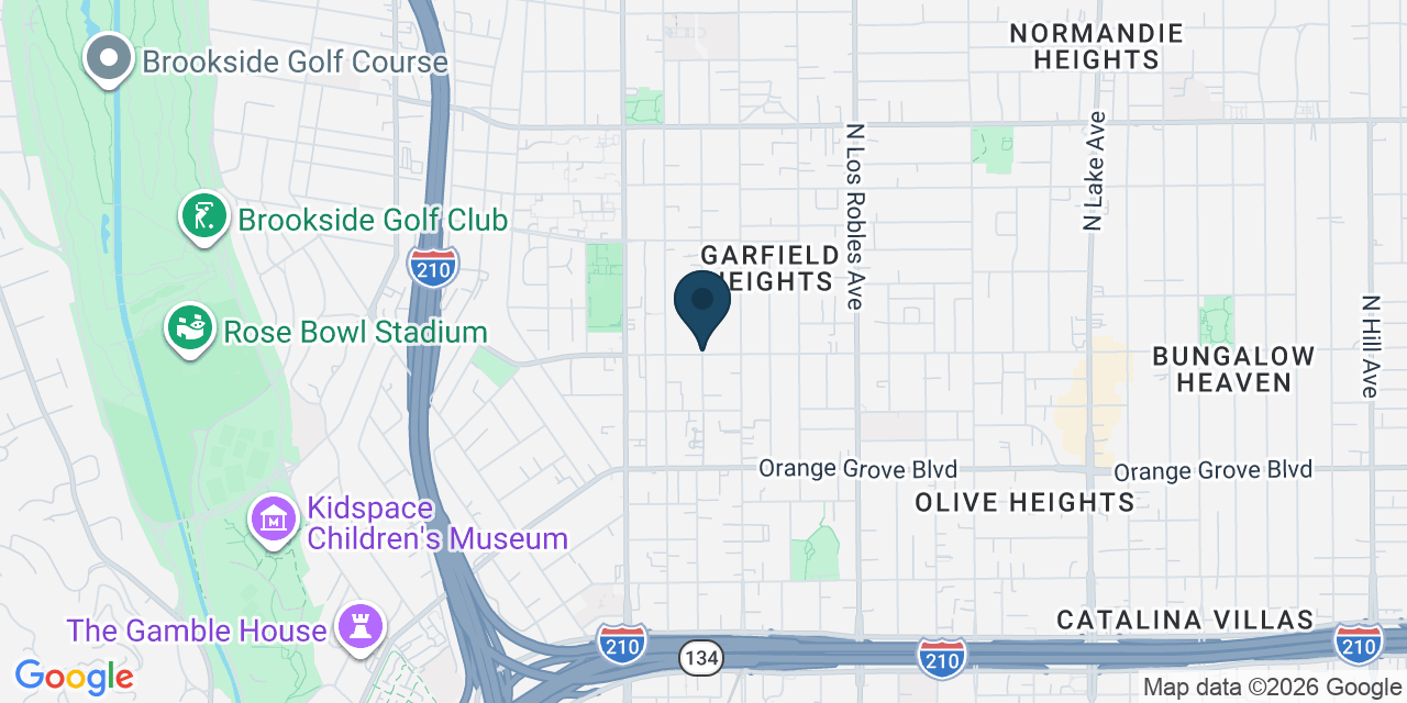 Map showing Pasadena, Los Angeles County, CA
