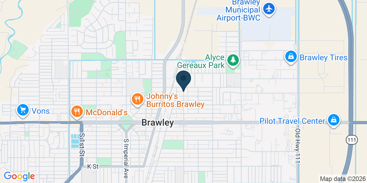 Map showing Brawley, Imperial County, CA
