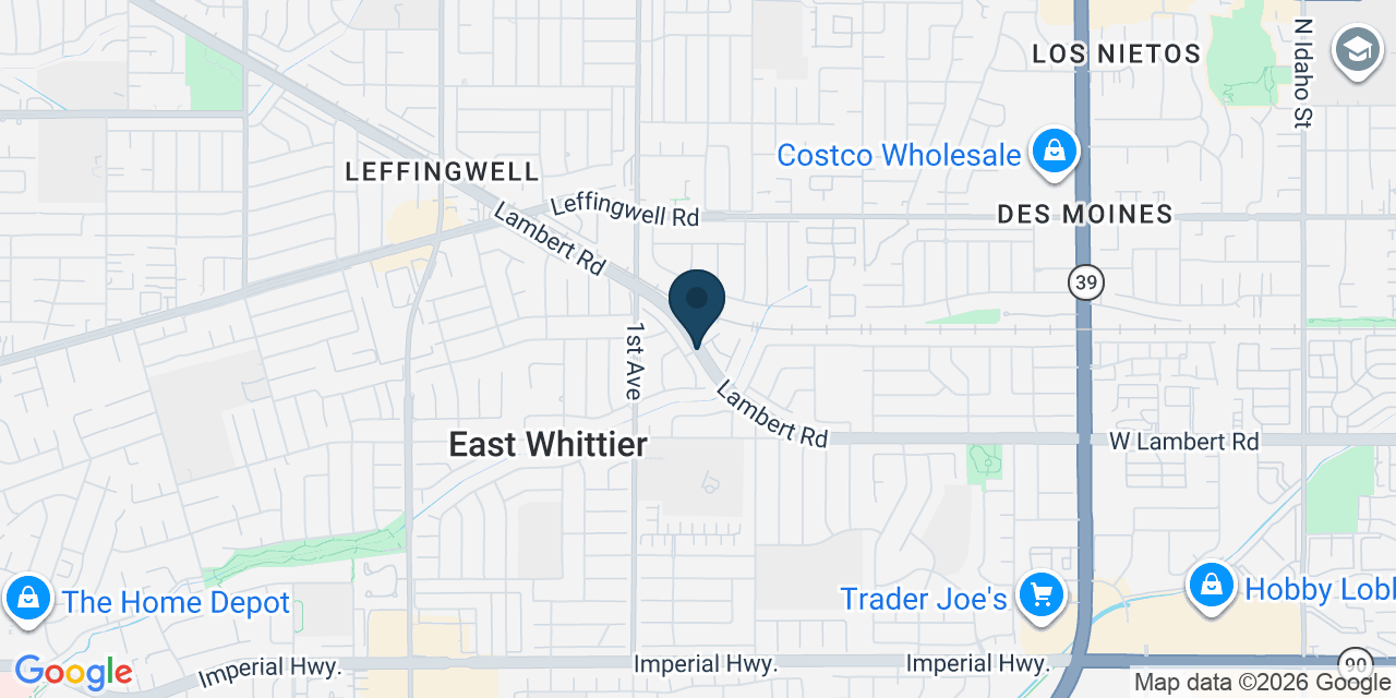 Map showing East Whittier, Los Angeles County, CA
