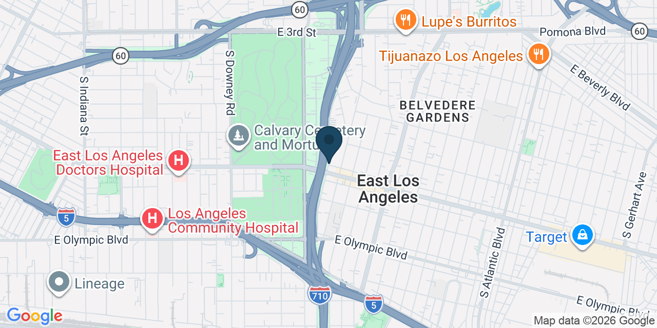 Map showing East Los Angeles, Los Angeles County, CA