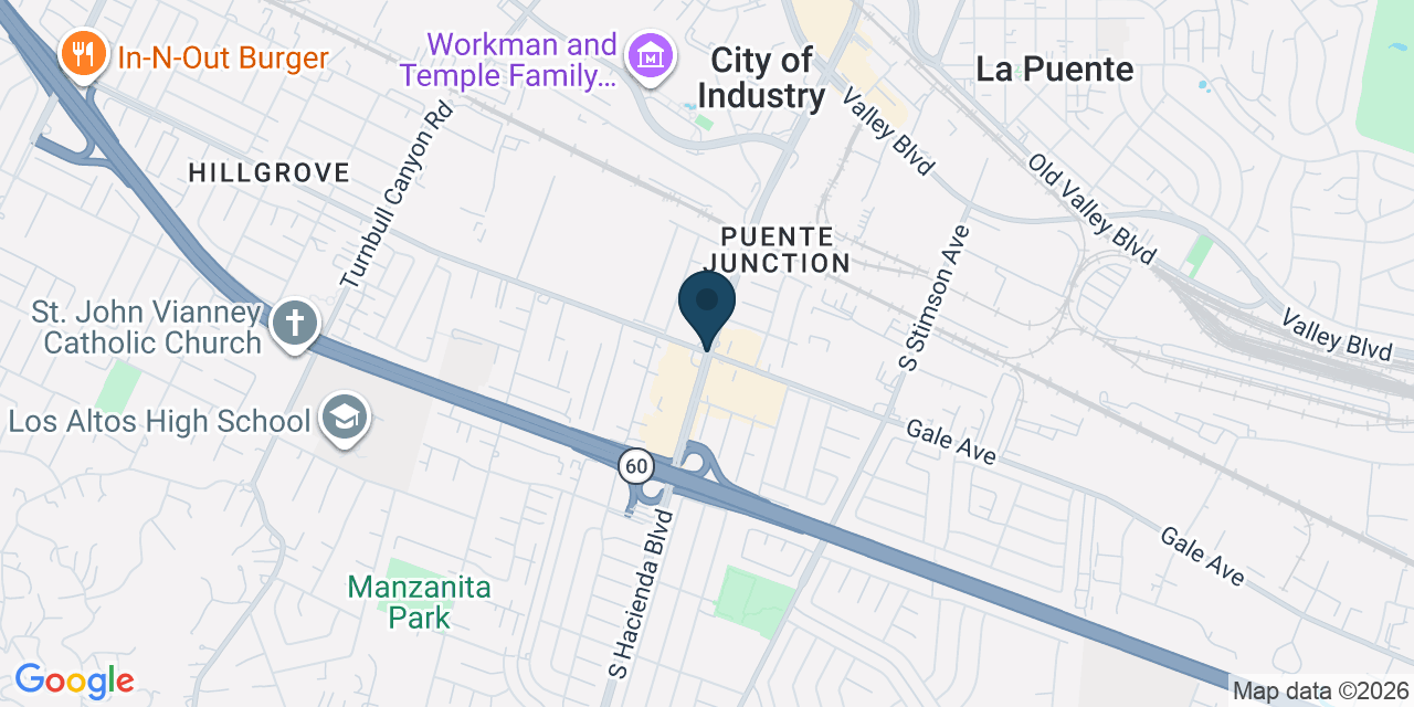 Map showing Hacienda Heights, Los Angeles County, CA