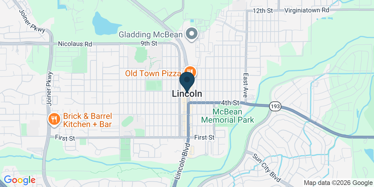 Map showing Lincoln, Placer County, CA