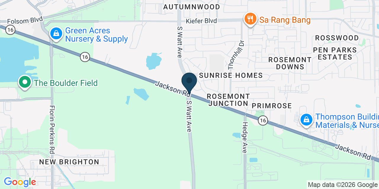 Map showing Rosemont, Sacramento County, CA