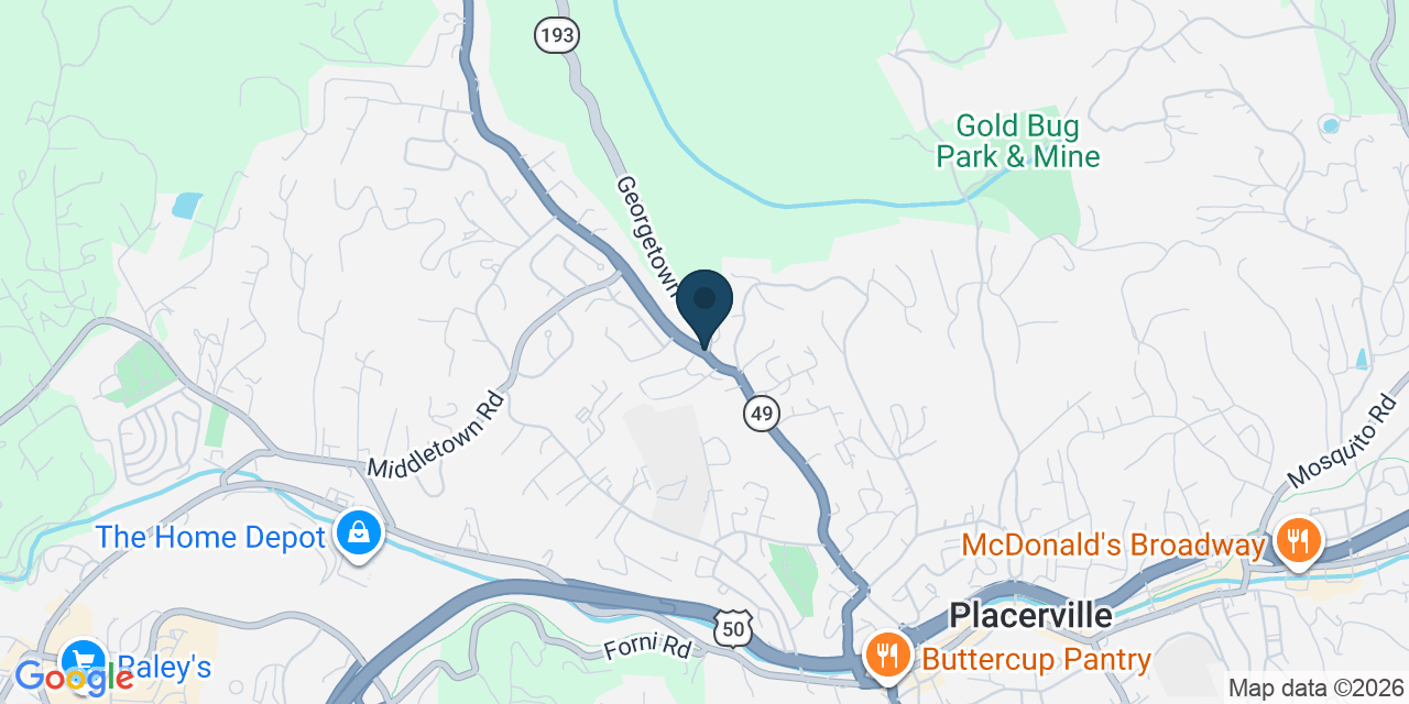 Map showing El Dorado County, CA