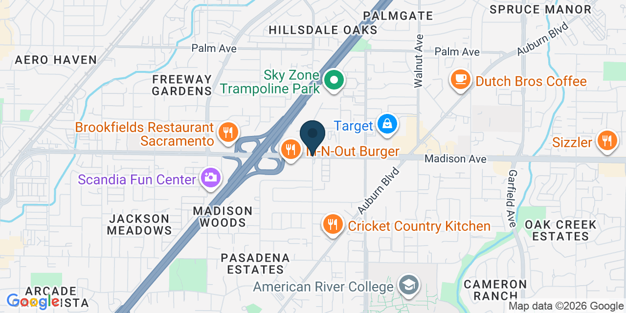 Map showing North Highlands, Sacramento County, CA