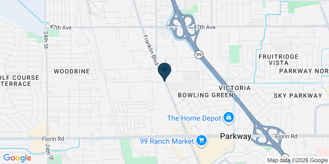 Map showing Parkway, Sacramento County, CA