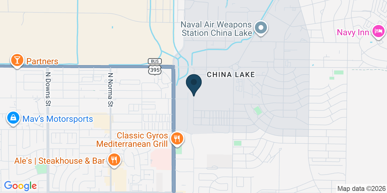 Map showing Ridgecrest, Kern County, CA