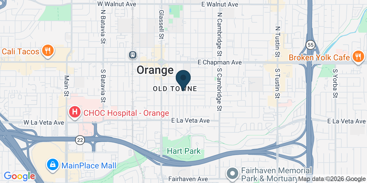 Map showing Orange, Orange County, CA