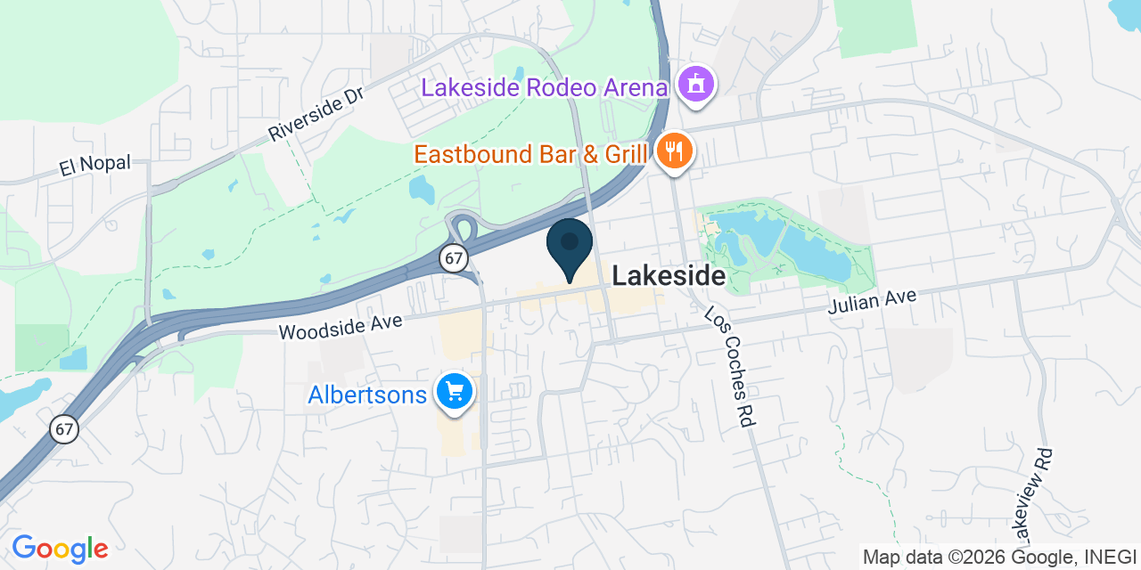 Map showing Lakeside, San Diego County, CA