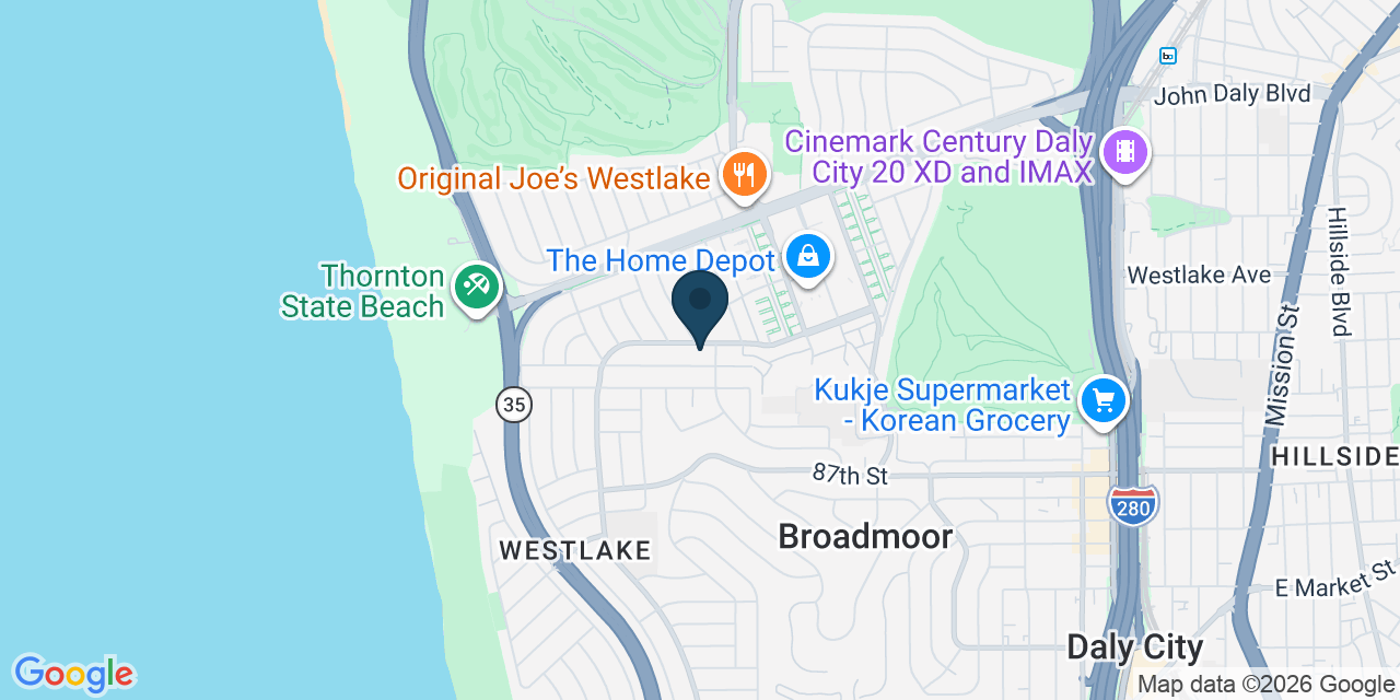 Map showing Daly City, San Mateo County, CA