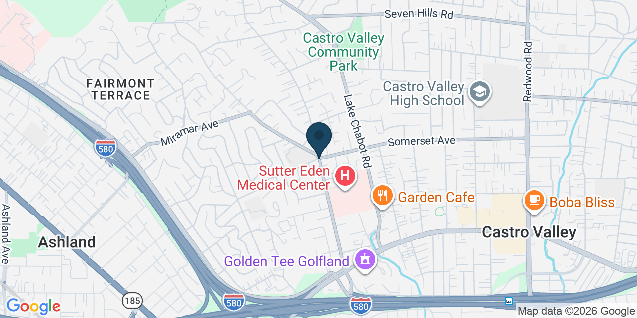 Map showing Castro Valley, Alameda County, CA