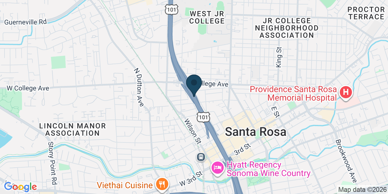 Map showing Santa Rosa, Sonoma County, CA