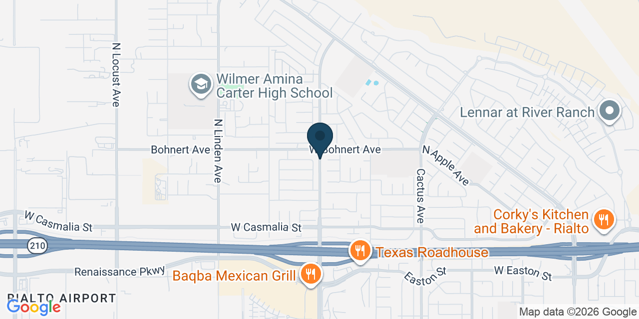 Map showing Rialto, San Bernardino County, CA