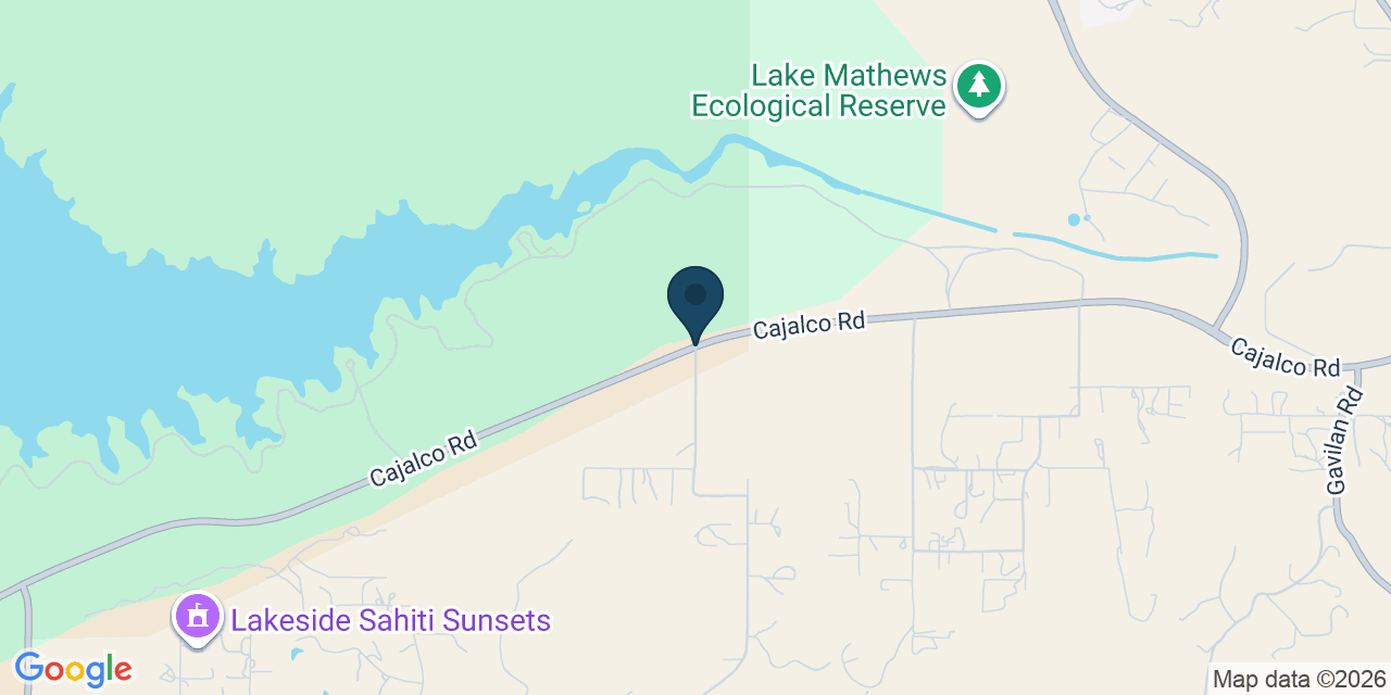 Map showing Lake Mathews, Riverside County, CA