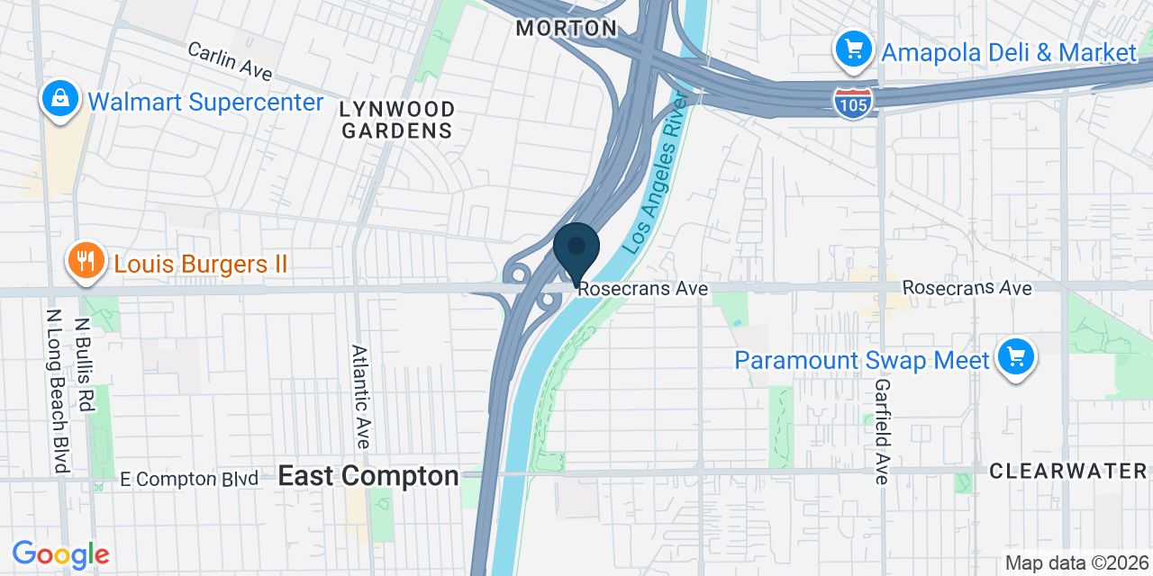 Map showing Paramount, Los Angeles County, CA