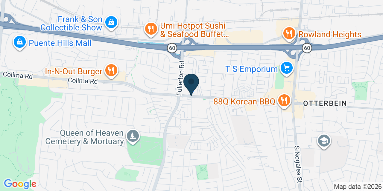 Map showing Rowland Heights, Los Angeles County, CA