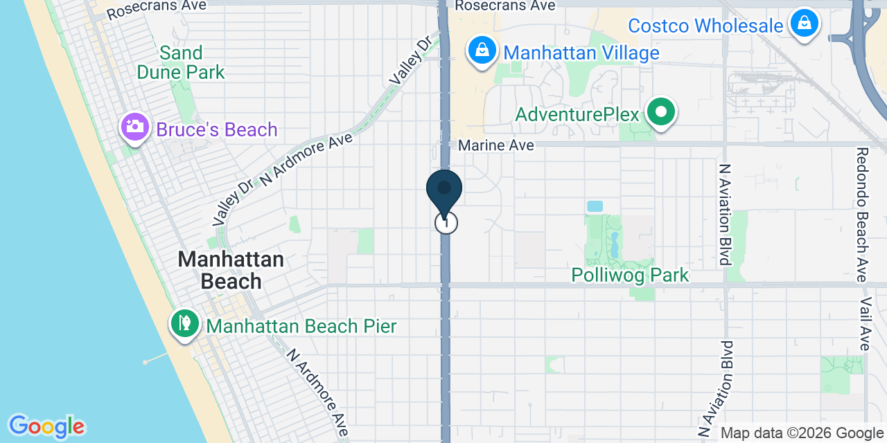 Map showing Manhattan Beach, Los Angeles County, CA