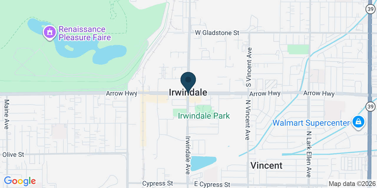 Map showing Irwindale, Los Angeles County, CA