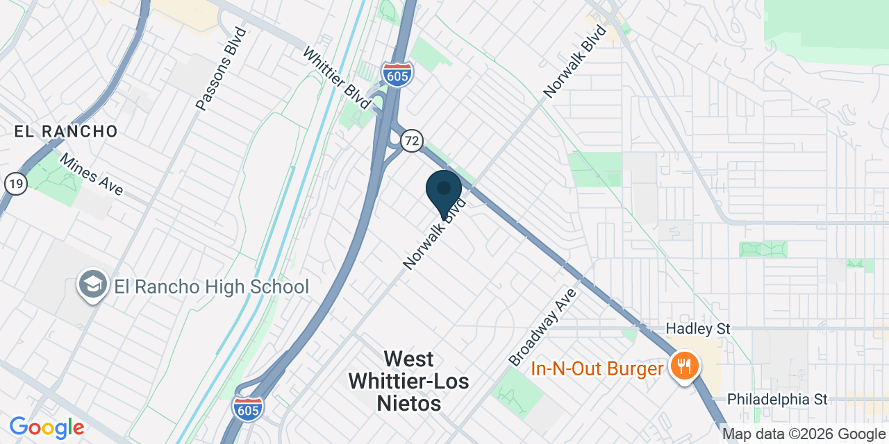 Map showing West Whittier-Los Nietos, Los Angeles County, CA