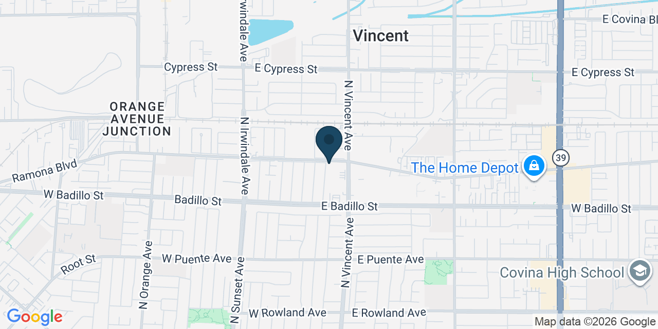 Map showing Covina, Los Angeles County, CA