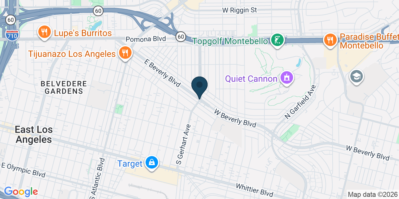 Map showing East Los Angeles, Los Angeles County, CA