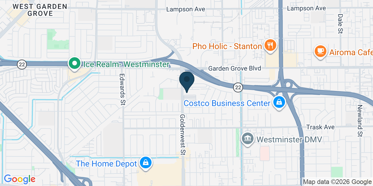 Map showing Westminster, Orange County, CA