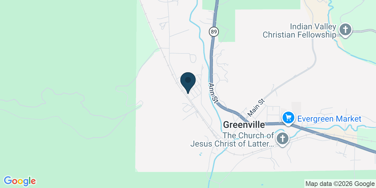 Map showing Greenville, Plumas County, CA