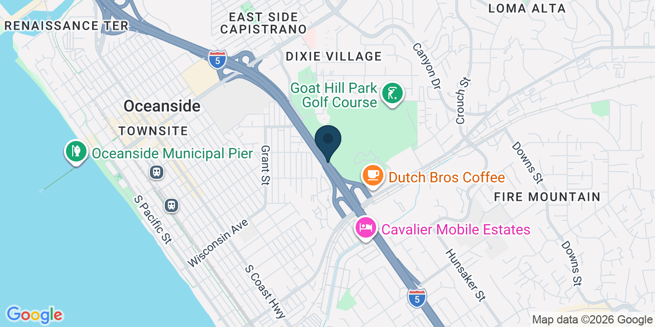 Map showing Oceanside, San Diego County, CA