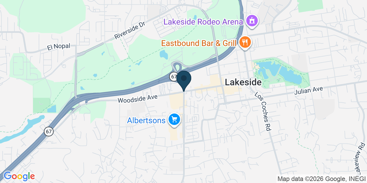 Map showing Lakeside, San Diego County, CA