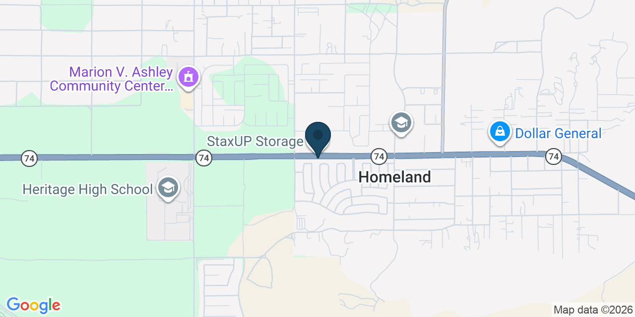Map showing Homeland, Riverside County, CA