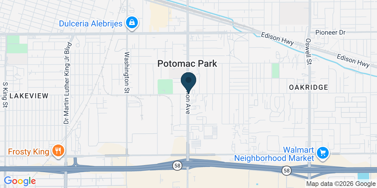 Map showing Potomac Park, Kern County, CA