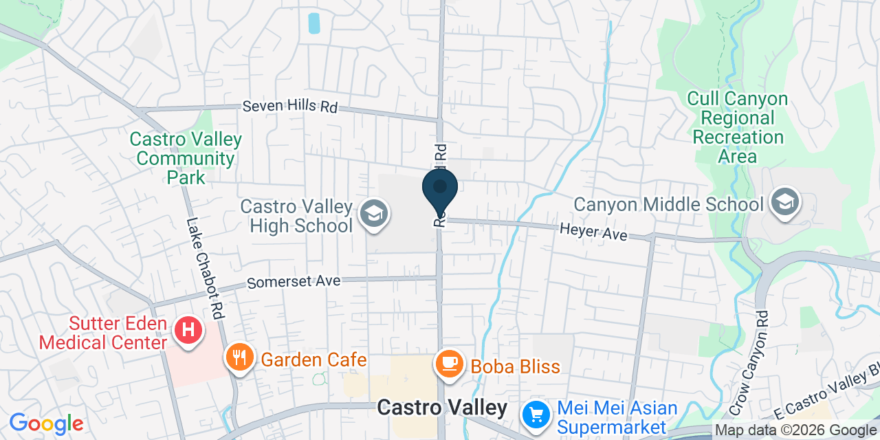 Map showing Castro Valley, Alameda County, CA