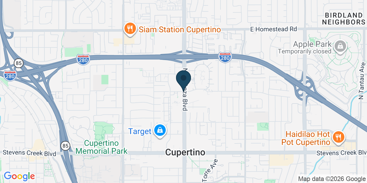 Map showing Cupertino, Santa Clara County, CA