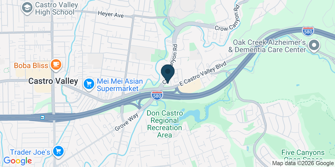 Map showing Castro Valley, Alameda County, CA