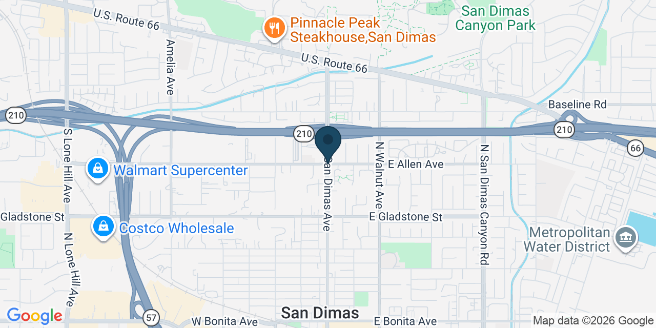 Map showing San Dimas, Los Angeles County, CA