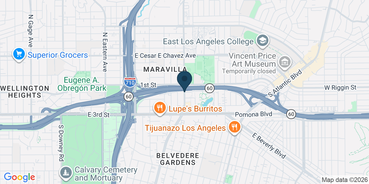 Map showing East Los Angeles, Los Angeles County, CA