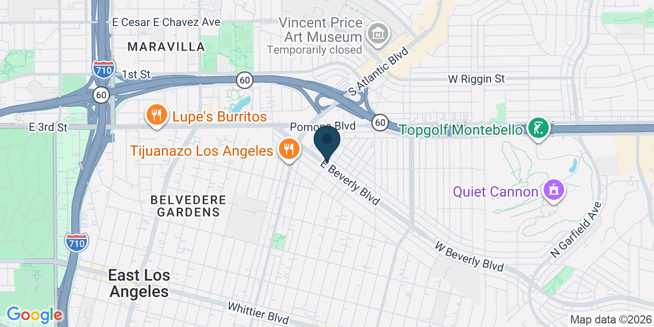 Map showing East Los Angeles, Los Angeles County, CA