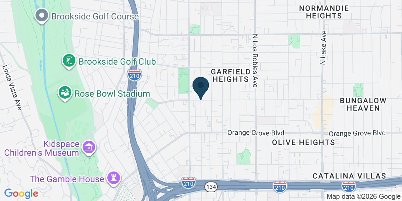 Map showing Pasadena, Los Angeles County, CA