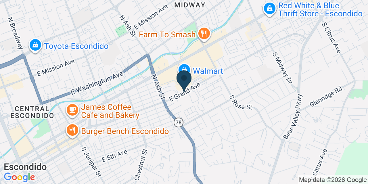 Map showing Escondido, San Diego County, CA