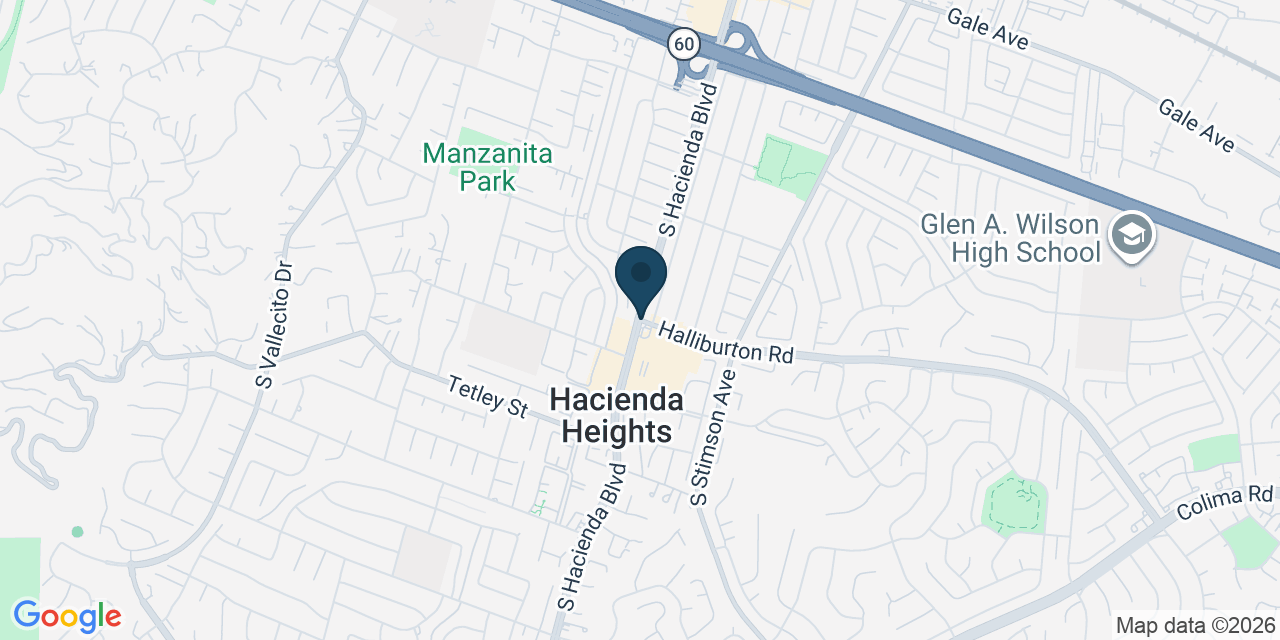 Map showing Hacienda Heights, Los Angeles County, CA