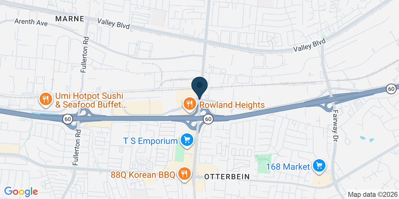 Map showing Rowland Heights, Los Angeles County, CA